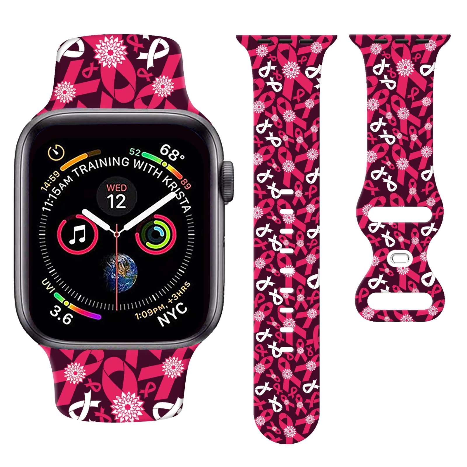 

Pink butterfly Series for Apple Watch 10 9 8 7 Silicone Band Replacable Bracelet for iWatch 46mm 42mm 41mm 40mm Watchband