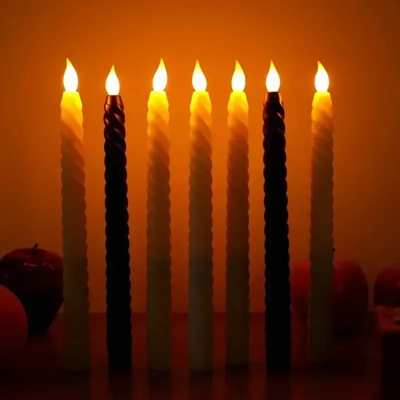 1/12 pçs longo led velas sem chama ponto vela luz alimentado por bateria cintilação vela luz aniversário casamento jantar festa lâmpada