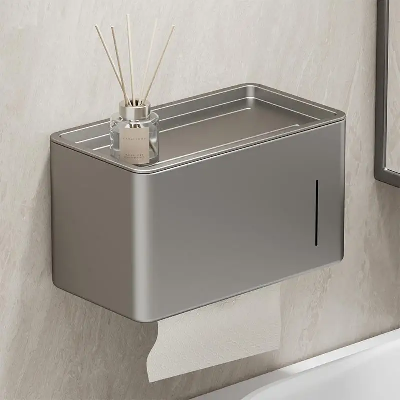 Moisture-Proof Corrosion-Resistant Wall-Mounted Toilet Paper Holder No-Drilling Installation Required Bathroom Paper Dispenser