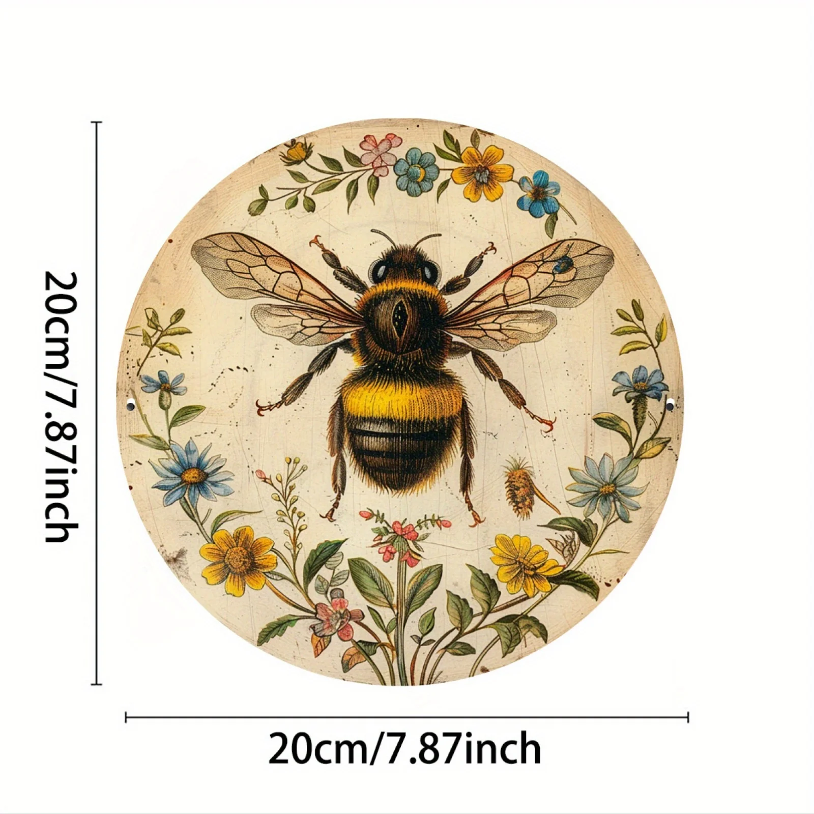 2D Flat - A Vintage Aluminum Sign Featuring a Bee'S Secret Garden, Measuring 8X8 Inches, Perfect for Home, Room, Library