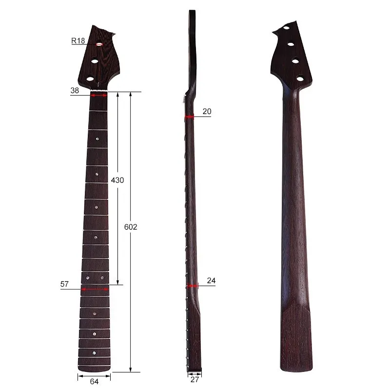 20Frets Wenge Wood 4Strings Bass Neck Matte Paint For Electric Bass Neck Musical Instrument Accessories