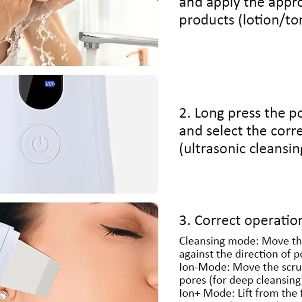 超音波フェイスクリーニングスキンスクラバークレンザー振動黒ずみ除去ツールクレンジングディープフェイシャルポアピーリングマシン