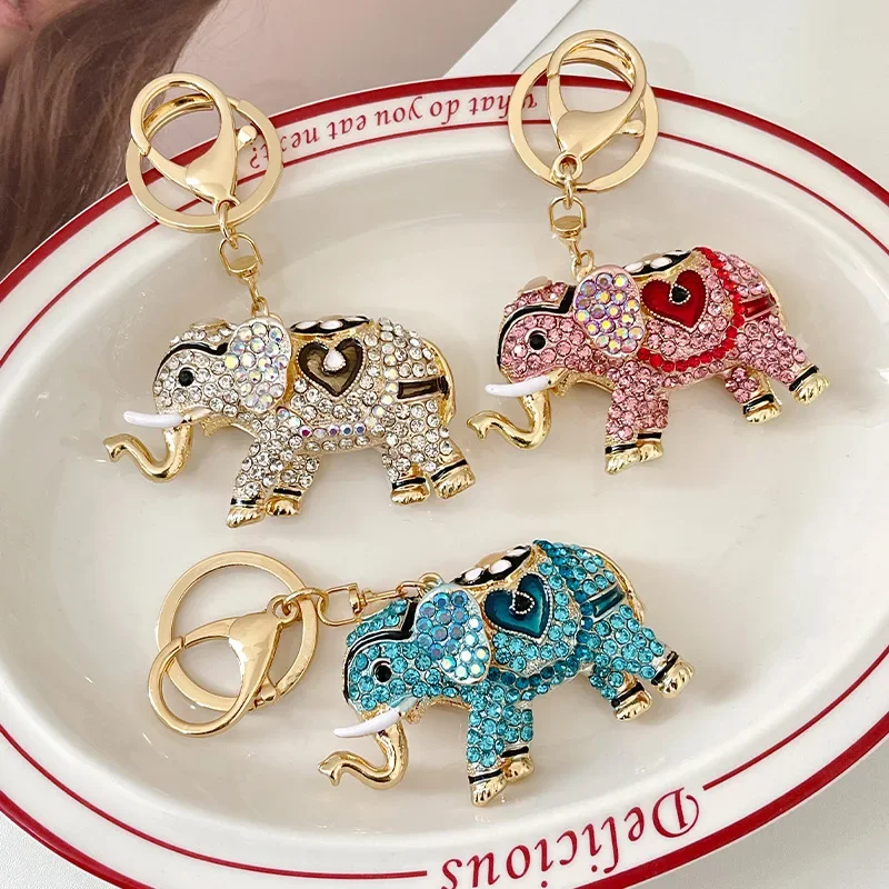 Hot green Elephant Keychain Animal Elephant Pendant Keyring for Women Men Car Key Holder Gift