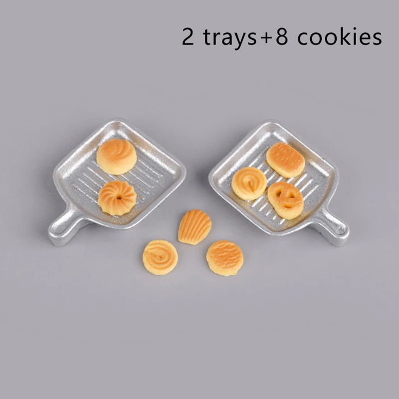 1/12 Dollhouse Simulation Bread With Tray Dollhouse Mini Kitchen Food Decoration Toy Dolls House Accessories Pretend Play Toy