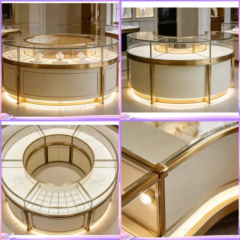 Luxury Curved Shoe Cabinet Cream Solid Wood Gold Metal Frame LED Light Modern Entryway Storage Organizer High End Furniture