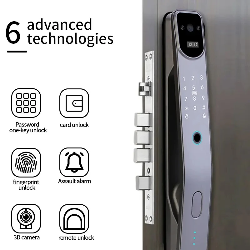 Tuya App Smart Door Lock Household Anti-theft Door Fingerprint Lock With Camera Password Lock Large Door Lock