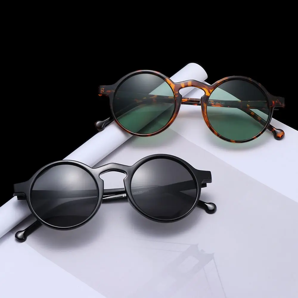 Retro Round Polarized Sunglasses Men Women Classic Leopard Frame Sun Glasses Fashion Black Driving Male Female Goggles UV400