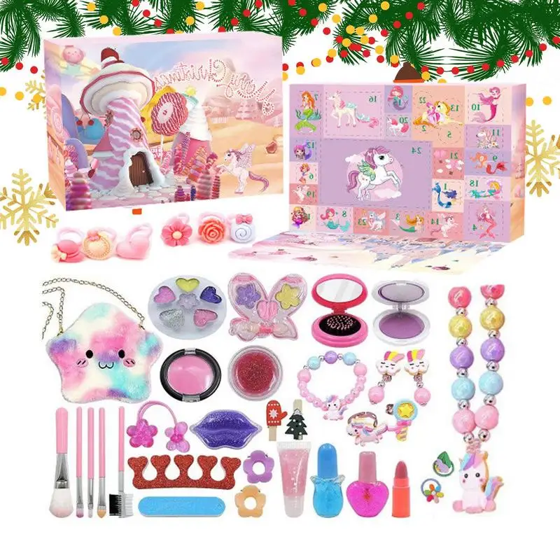 

Kids Makeup Christmas Advent Calendar Box 2024 Kids Princess Pretend Makeup Set Xmas Gift Jewelry Gift Box For Girls