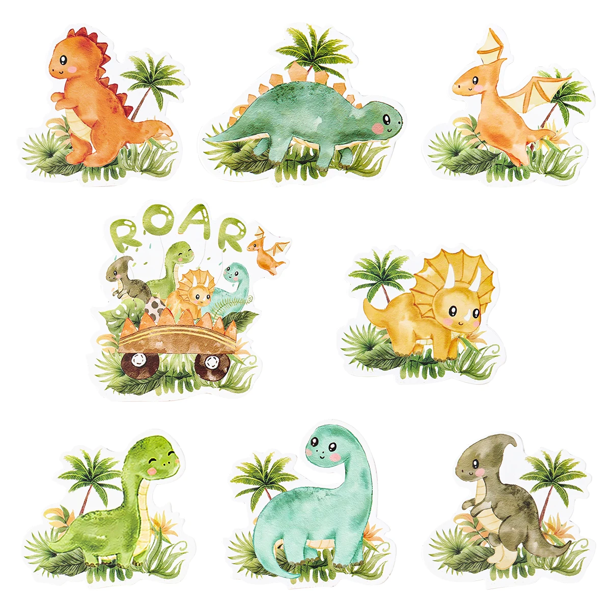 Dinosaur Paper Cake Topper Wedding Birthday Party Decorations Kids Jungle Safari Dino Theme Party Cake Decor Baby Shower Decor