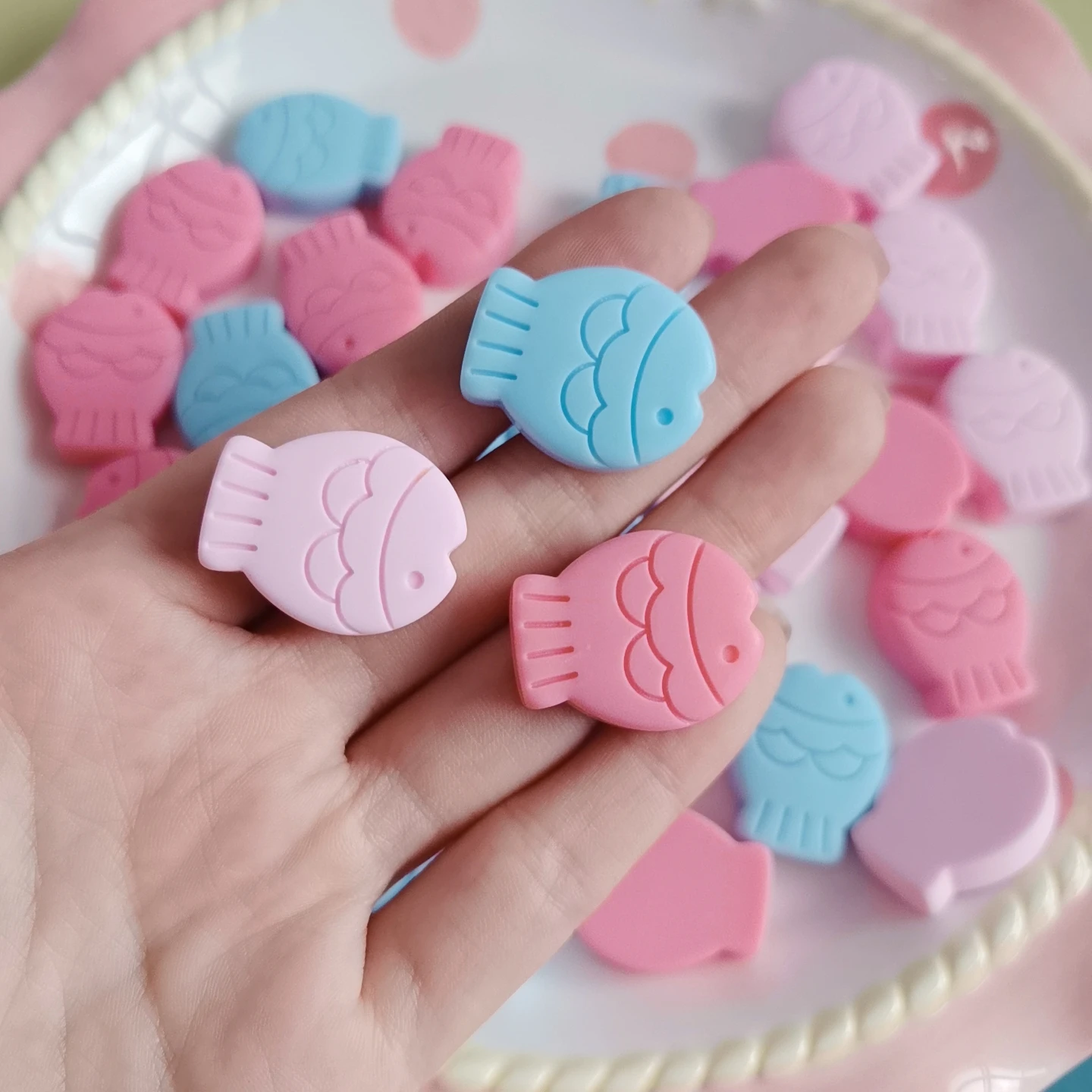 Kawaii Colorful Resin Cabochons Food Fish Biscuit Crafts Scrapbook Kawaii DIY Embellishment Hairpin Accessories