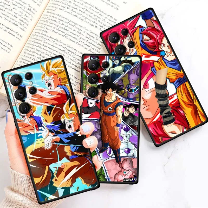 

Cool anime Goku pattern Phone Case For Samsung Galaxy S25 S24 S23 S22 S21 S20 S10 Ultra Plus FE 5G Black Soft TPU