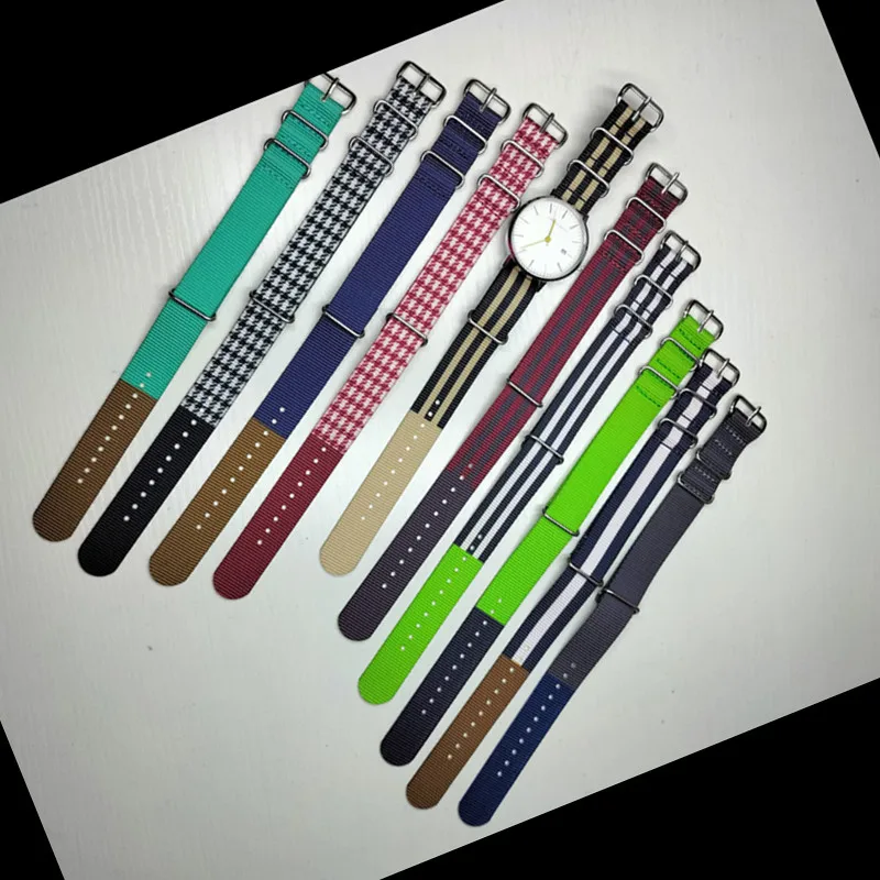 Color nylon watch band bracelet second section color new design 18MM