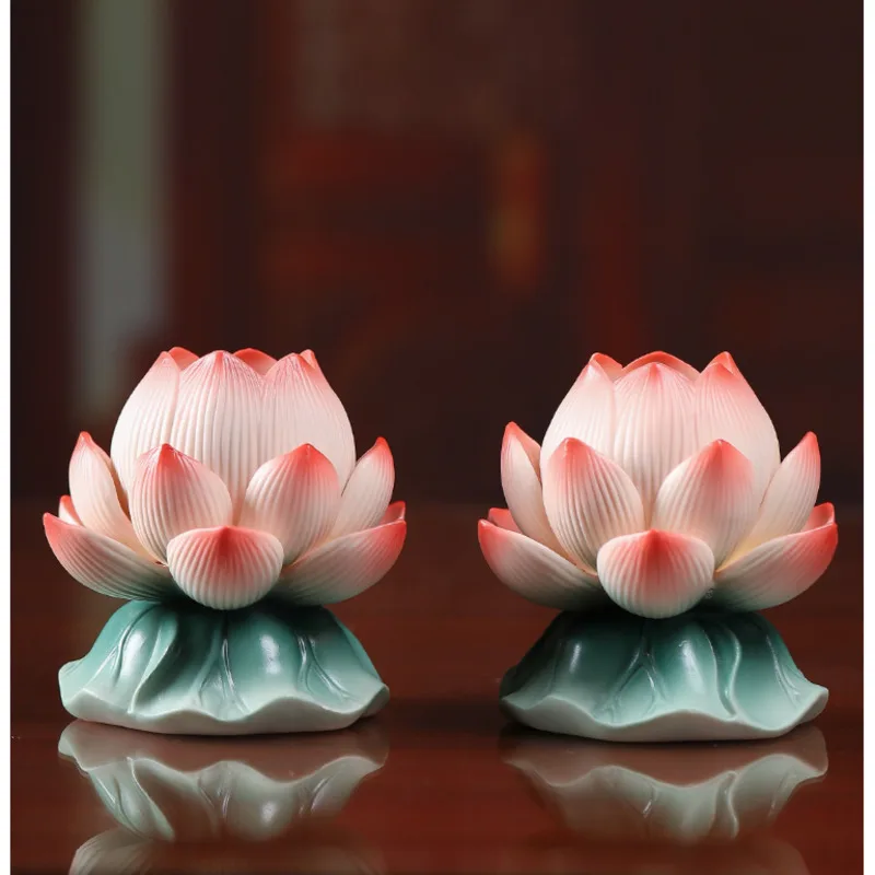 Plug In/Charging LED Lights Home Ceramic Offering Buddha Lanterns 5-inch Lotus Lamp Exquisite And Beautiful Home Decoration