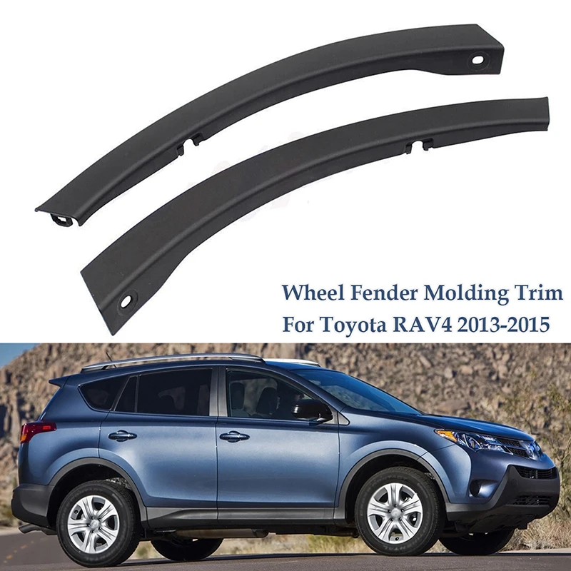 Pair Black Front Bumper Wheel Fender Molding Trim Cover Right & Left Side 52112-0R040 For Toyota RAV4 (XA40) 2013 2014 2015