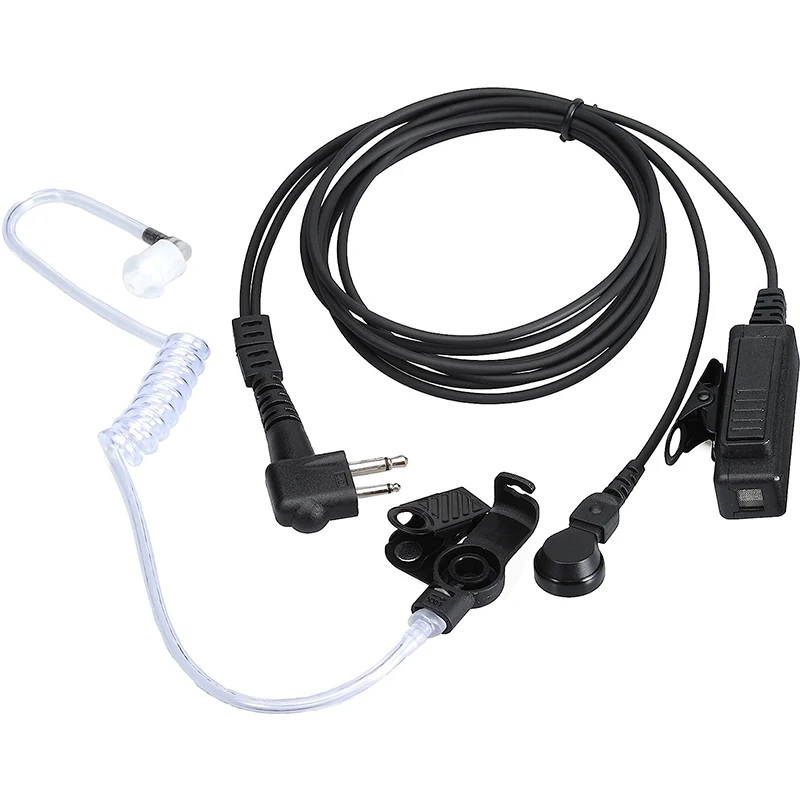 RISENEK-Auricular tubo acústico com Mic e PPT, para Motorola Walkie Talkie, MU12, CP200, GP2000, XU1100, PRO1150, 2 pinos