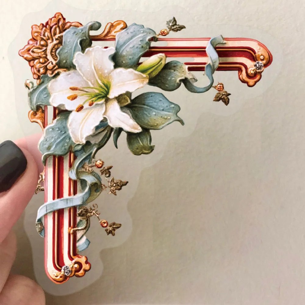 50 szt. Kwiatowe Ramki na Zdjęcia Kreatywne Naklejki Dwustronne PET DIY Dekoracyjne na Obudowy Telefonów, Biurka, Kaski, Wodoodporne Naklejki na Prezent