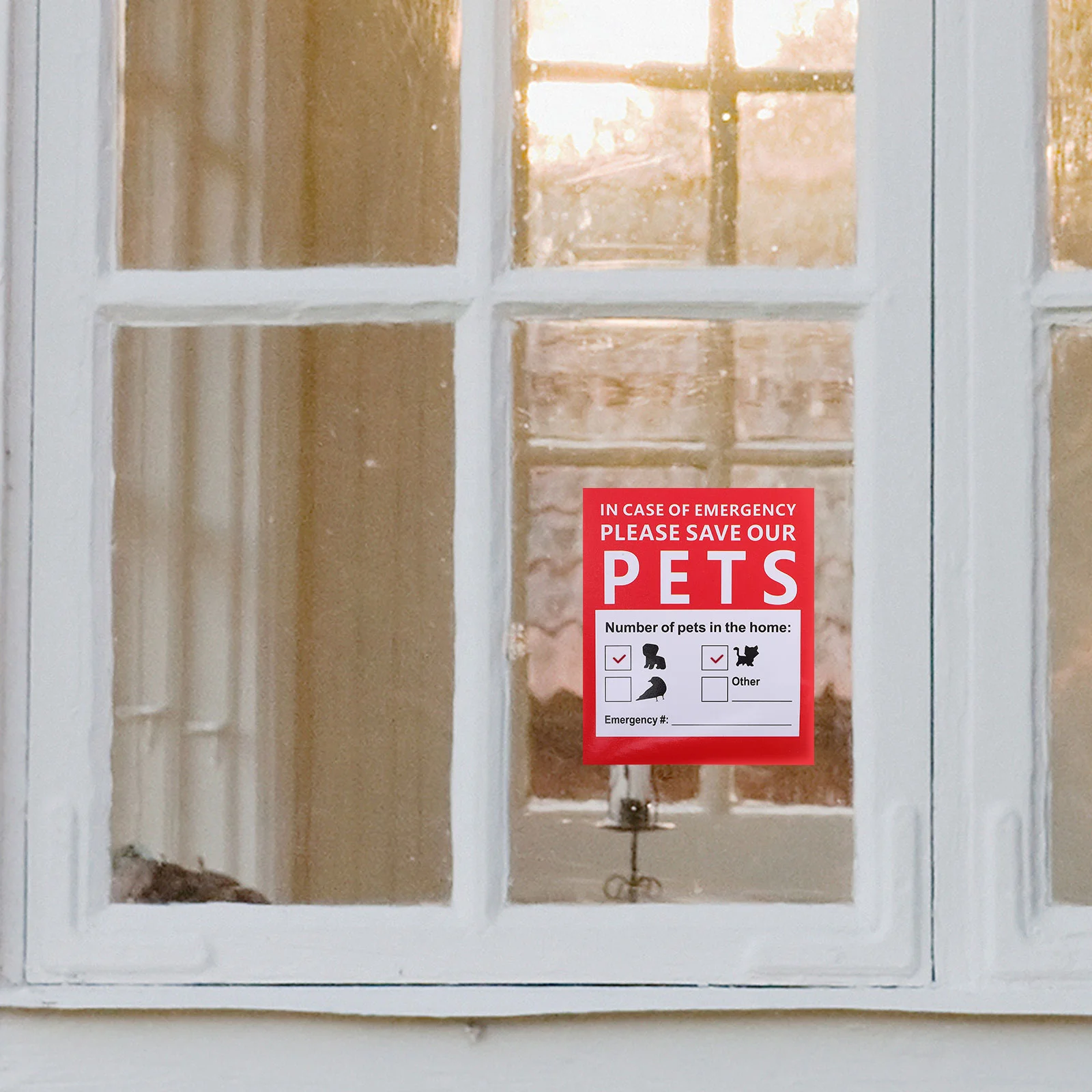 10 Sheets Stickers Home Fire Safety Alert Emergency Pets Sign Window Warning Static Electricity