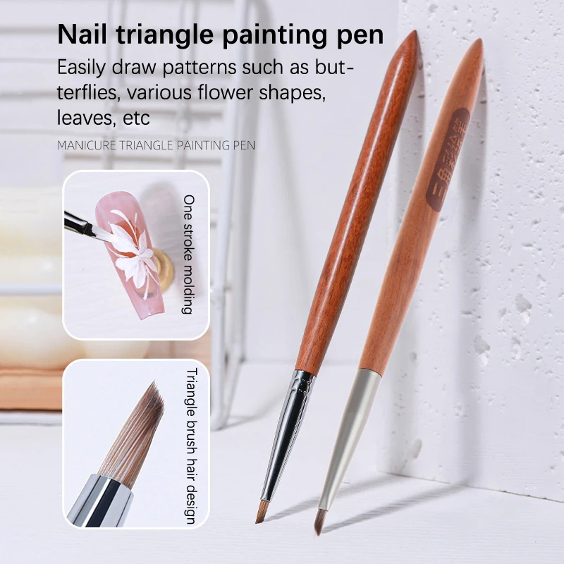 

Nail Art Brush Gradient Dizzy Dye Pen Wood Handle Angle Nail Painting Dotting Tools Sandalwood Triangle Pen Painting Pen