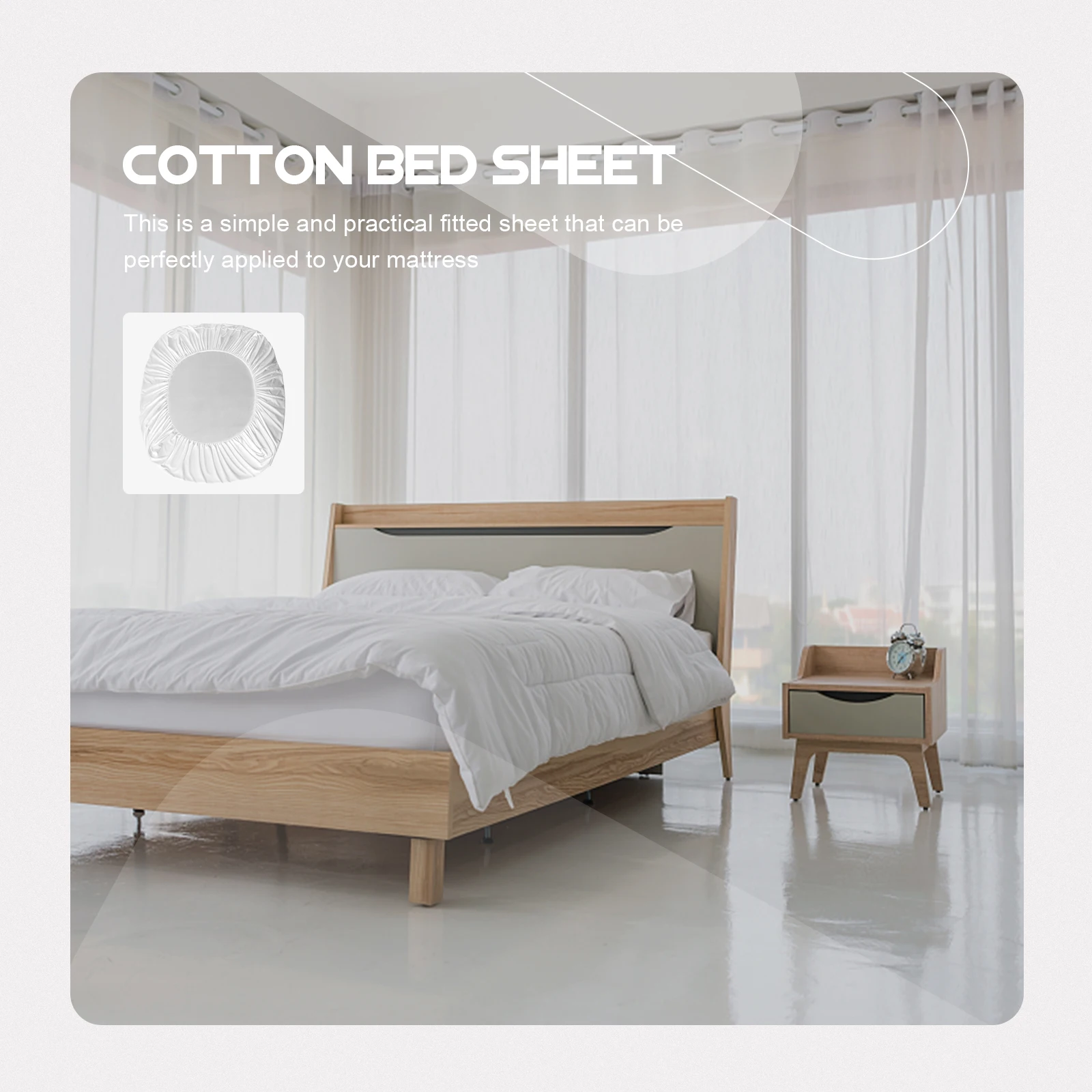 

Pure-Cotton Fitted Sheet 150X190Cm Soft Breathable Mattress Protector Elastic Bed Sheet For Home Hotel Comfortable Fit