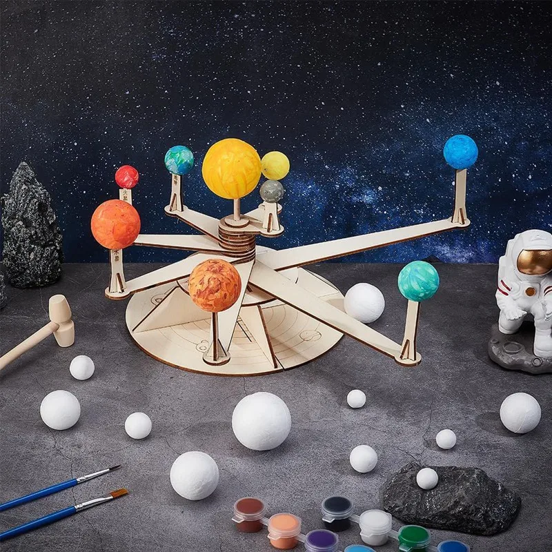 Solar System Model Foam Ball DIY Planet Model Kit Includes 11 Polystyrene Balls In 6 Sizes,12 Colors Of Paint,Paintbrush