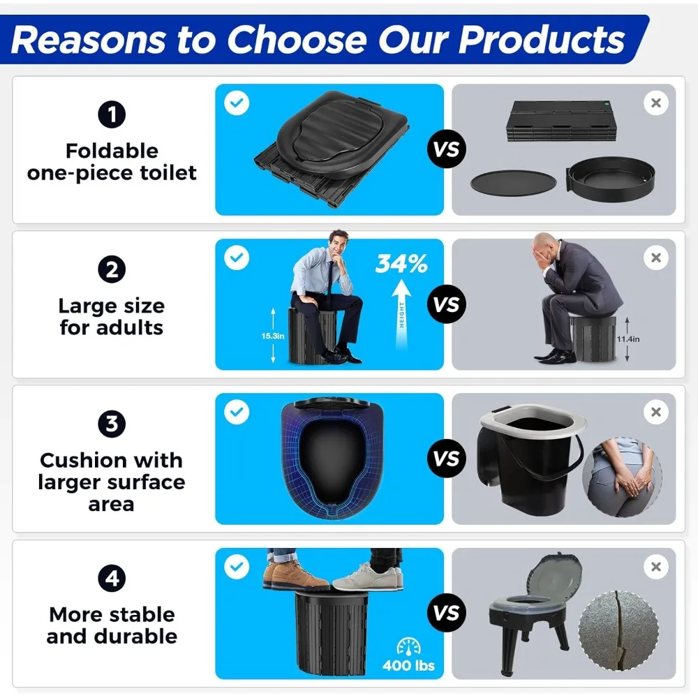 خيمة تواليت محمولة للخصوصية منبثقة للبالغين - قعادة تخييم مقاس XL مع دش خارجي وخيمة تغيير