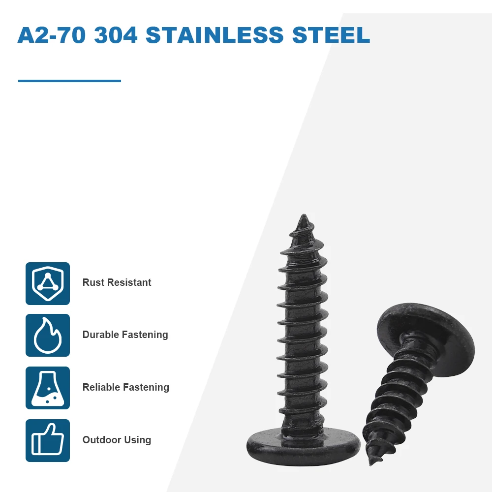 HOWSHENG 10-50pcs 304 Stainless Steel Hex Socket Flat Head Bolts Black Plated Allen Furniture Self Tapping Screws M2 M3 M4 M5 M6