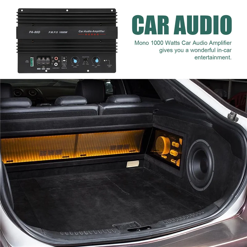 

A57E-12V 1000 Вт автомобильный аудиоусилитель высокой мощности, плата усилителя мощного сабвуфера, басовый усилитель PA-80D