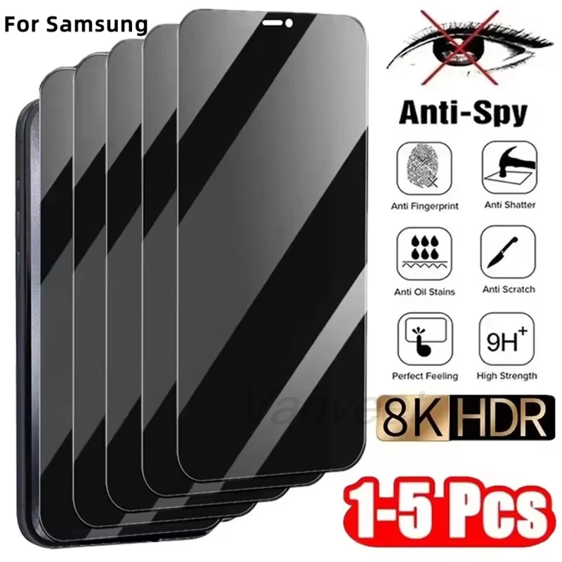 

1-5PCS Anti-Spy Temered Glass For Samsung S25 Ultra S24 Ultra S25 Plus S24 S25 S22 S20 FE S21 S23 FE Screen Protector Privacy