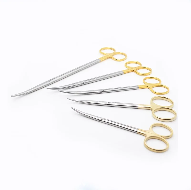 High Quality Mayo Metzenbaum Scissors Tissue Dissecting Scissors Str Cvd Silver Gold Handle 12.5-23cm