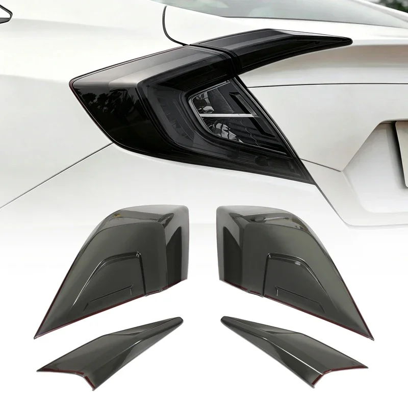 For Honda Civic Sedan 10th Gen 2016-2021 ABS Taillight Smoked Black Shell Trim Taillight Lamp Hoods Car Decorative Accessories