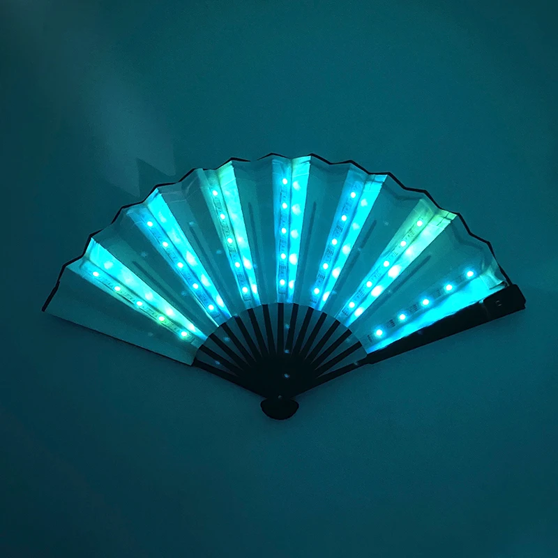 10/13 Zoll Leuchtender Handfaltfächer Hochzeitsgeschenke Fächer mit LED-Lichtern Verschiedene Stile Leuchtende Festival-Fächer Bar-Requisiten – Detail 32