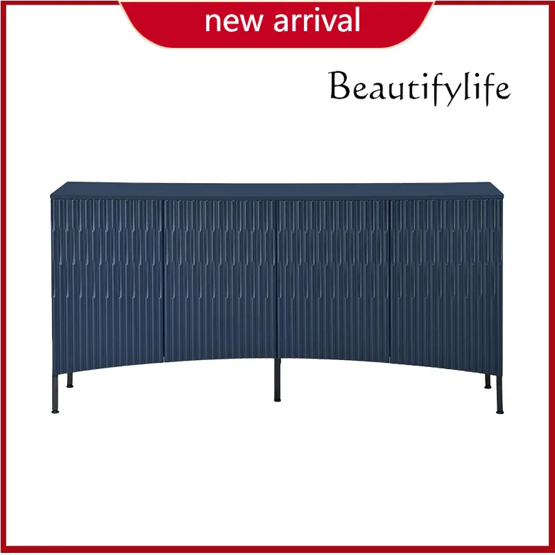 

c American light luxury blue solid wood porch cabinet French retro style living room groove design locker