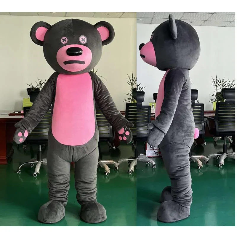 grey teddy bear mascot costume adult plush toy bear with buttons eyes mascot costume