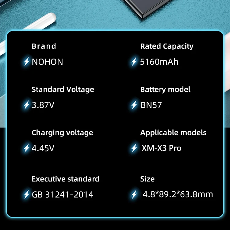 NOHON BN57 5160mAh Replacement Battery for Xiaomi Pocophone X3 Pro X3Pro POCO X3 NFC Lithium Polymer Phone Batteries + Tools