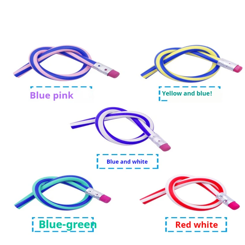 유연한 부드러운 연필, 다채로운 벤디 연필, 매직 벤딩 연필, 지우개 포함, 어린이 선물 및 보상, 5 개