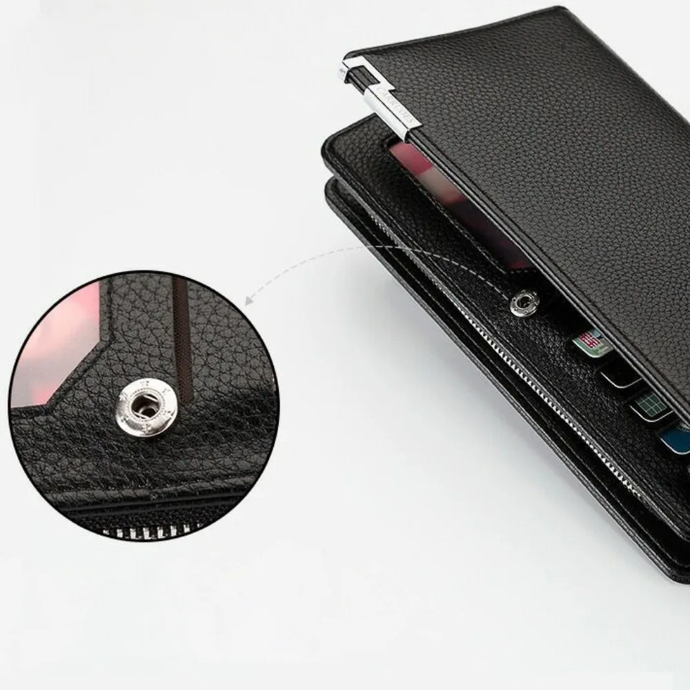 Men\'s Long Wallet Multi-card Slot Card Holder Business Wallet with Zipper Multi Functional PU Leather Coin Purse Man Gift