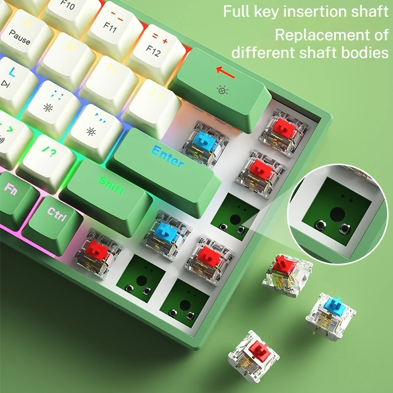 Three Mode Keyboard Mixed Color Backlight Abs Keycap Compatible Multi System Full Key Non Impact Suitable For Game Home Office