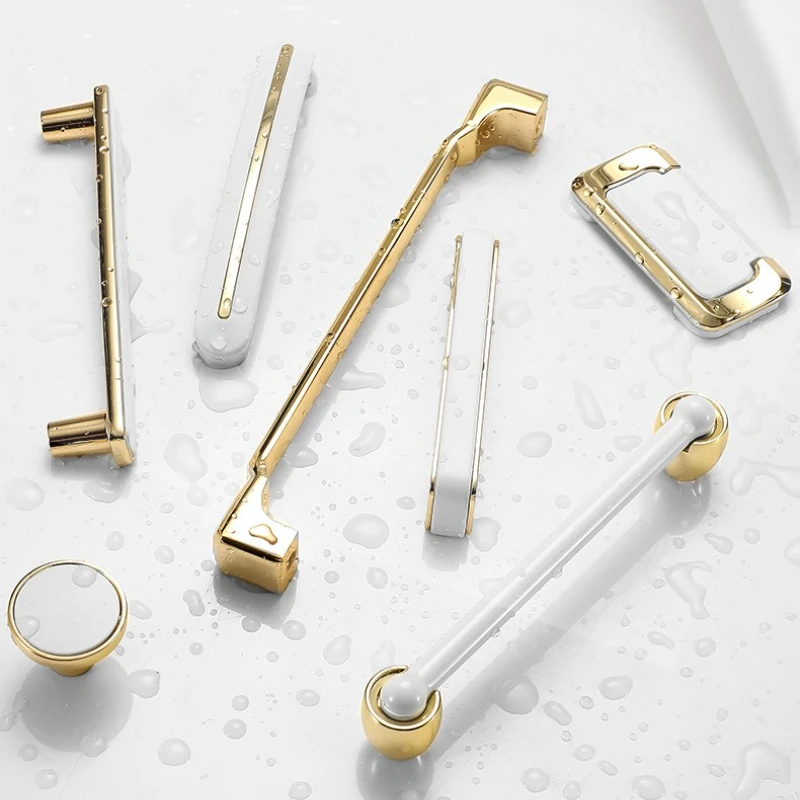 مقابض درج خزانة الأثاث مقابض المطبخ لمقبض الخزانة درج الباب الأثاث مقبض المطبخ الأجهزة البساطة الذهبية #4