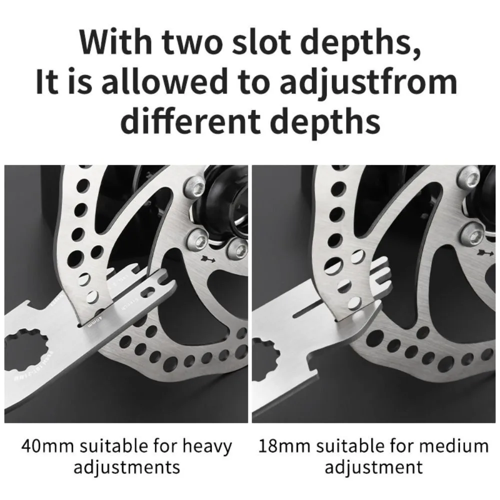

Многофункциональный ключ для ремонта велосипеда из нержавеющей стали, инструмент для проверки дизайна 9 в 1, инструмент для выравнивания тормозного ротора, многофункциональный
