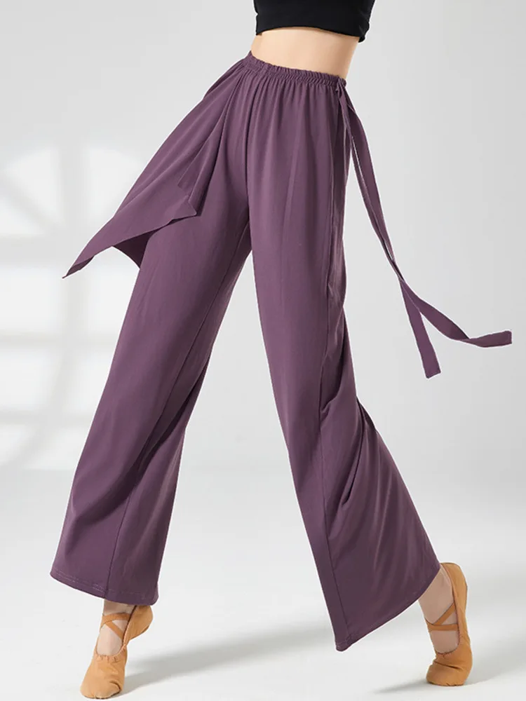 Ruffle Modern Dance Birthday pantaloni a vita alta per le donne costumi di Halloween pantaloni classici a gamba larga con pancia di strada in tinta