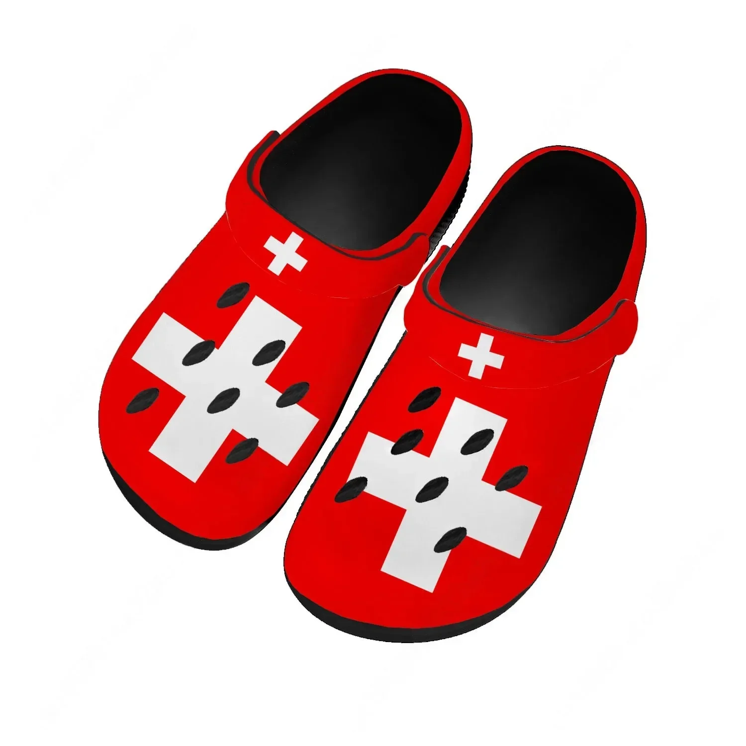 Switzerland National Flag Water Shoes Men Women Comfortable Home Garden Clogs Customizd Sandals Beach Breathable Hole Slippers