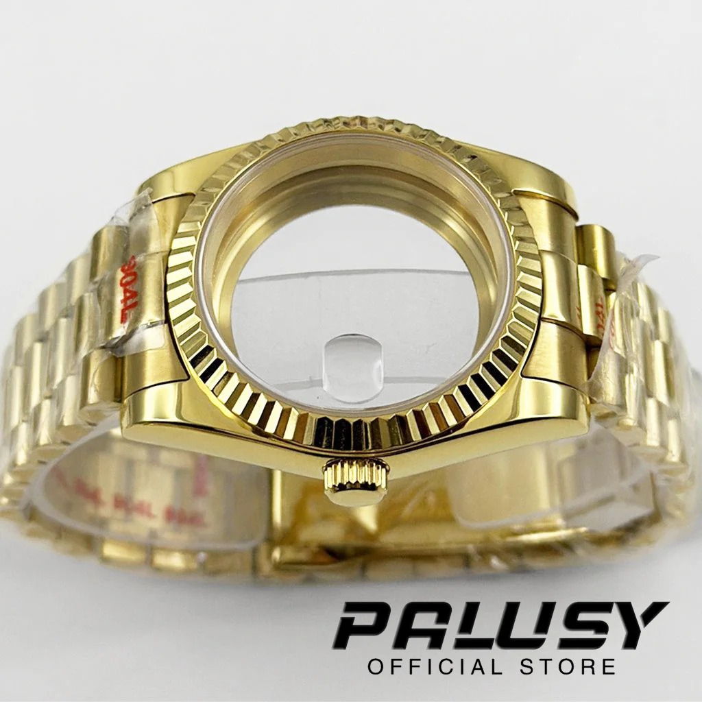 Gold Fluted Curved 36MM/40MM Watch Case Stainless Presidential Bracelet Sapphire Glass For NH34 NH35 NH36 NH38 ETA2824 Movement