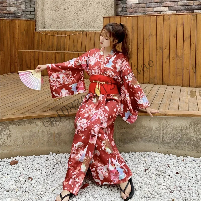 Obi Yukata Women Costume Cosplay Kimono Dress Oriental Traditional Japanese Kimonos CMM221