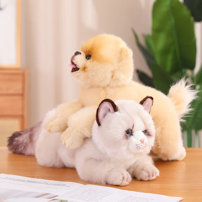 Simulation Katze Kissen Plüschtiere realistische Tier puppe Katze pommersche Haustier Puppe Mädchen Wohnkultur Urlaub Weihnachts geschenk für Kinder