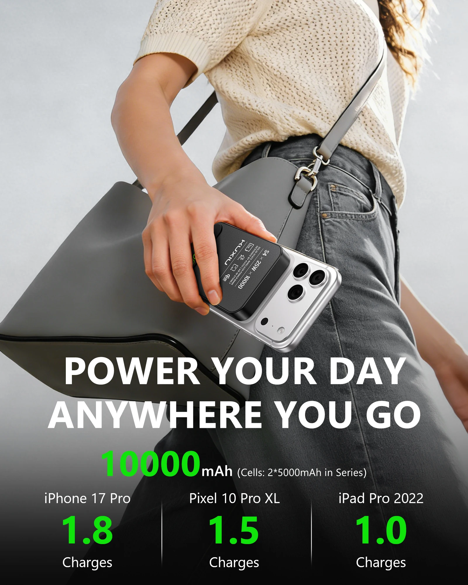 KUXIU 무선 보조배터리 S4 Qi2.2 25W 10000mAh 알루미늄 합금 반고체 안전 보조배터리 코스믹 오렌지/블랙