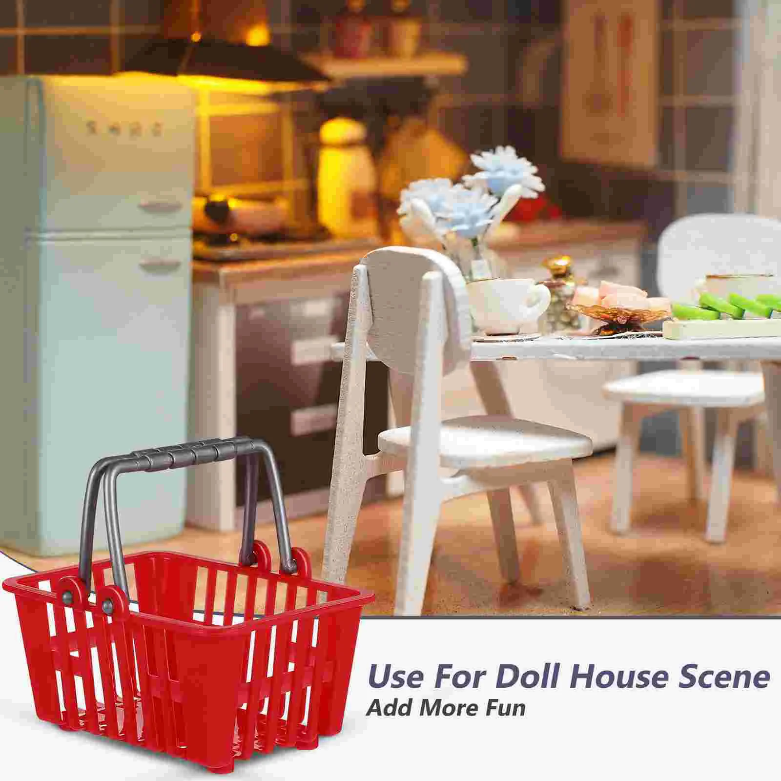 10 Pcs Mini Shopping Basket Grocery Toy Cart Dollhouse Baby Dolls Baskets for Kid Tiny Toys Miniature Model Small Children's