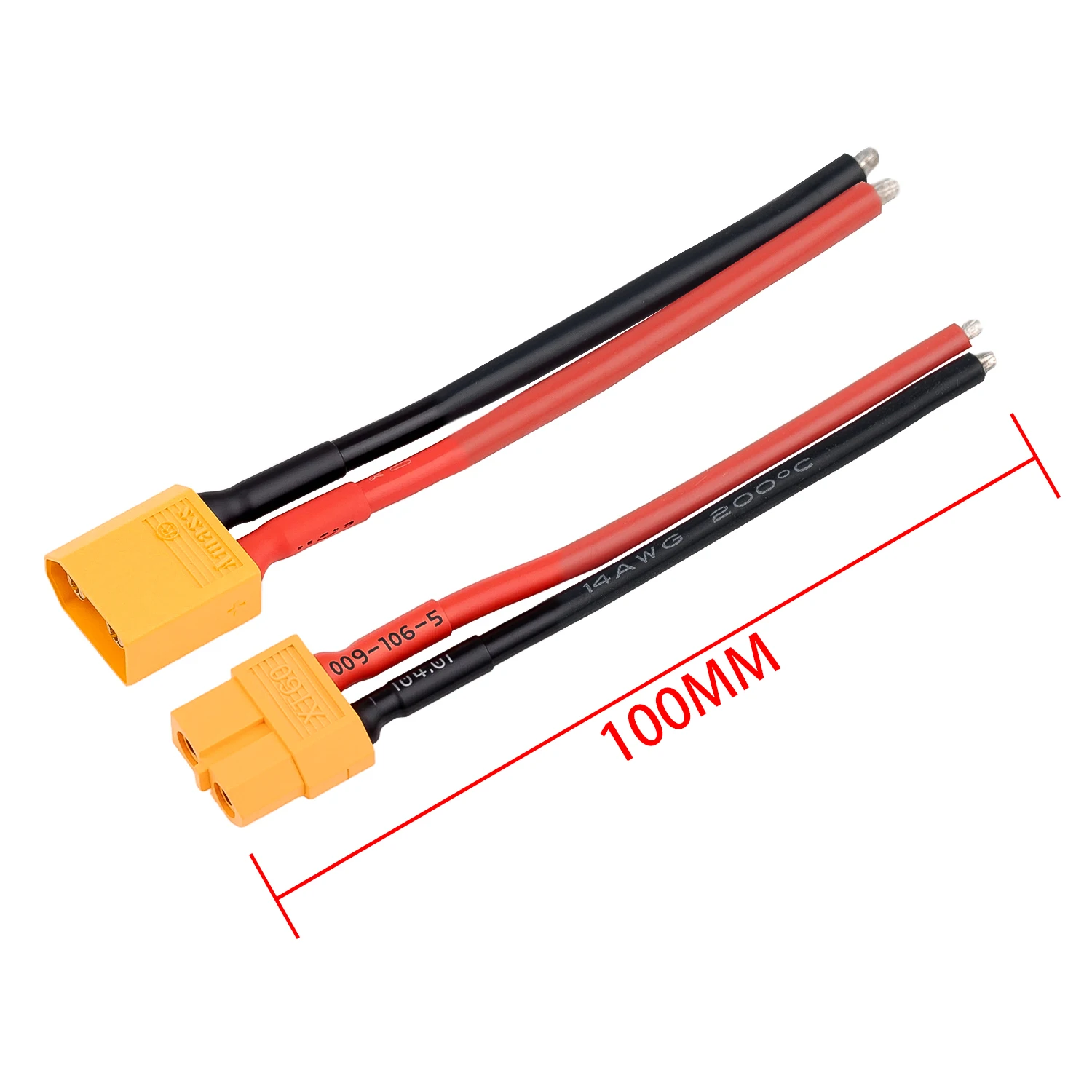 TCRC 5Pairs 100mm Amass XT60 Plug Female and Male Connectors with 14AWG Silicon Wire for RC Lipo Battery Cable FPV RC Car Boat view 2