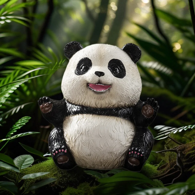 Home Decor Creativity Animal Ornaments Cute Panda Resin Figurines Miniatures Office Table Decoration And Accessories Cure Gift