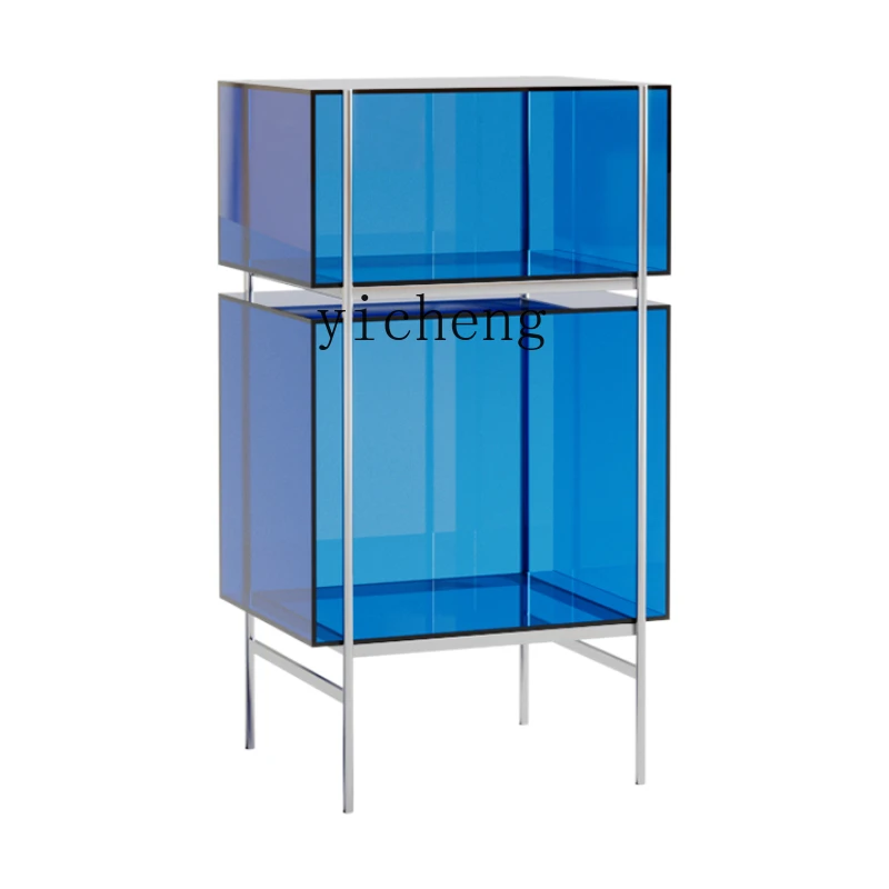 

XL Acrylic Bookcase Shelf Floor Storage Living Room Display Cabinet Stainless Steel