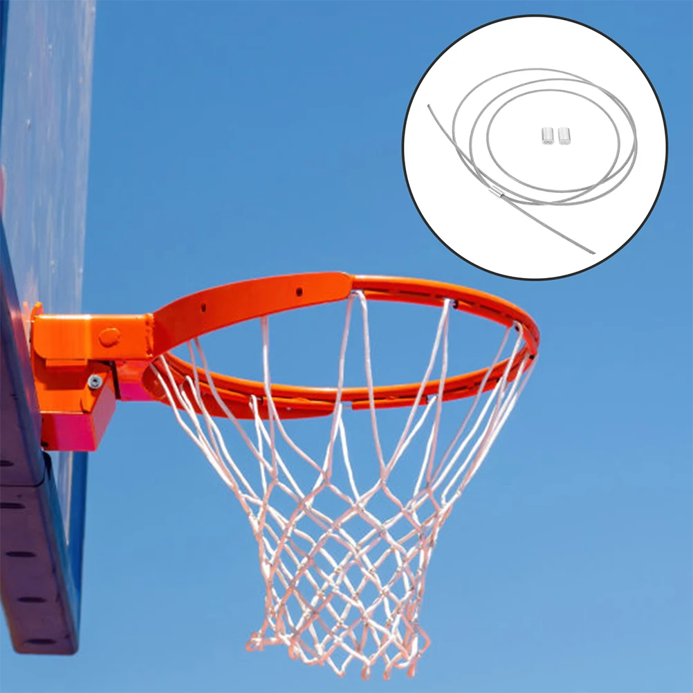 

2pcs Basketball Net Stringing Cable Steel Wire Rope Durable Repair Thread Silver Nets Stable Hoop Replacement Kit Outdoor